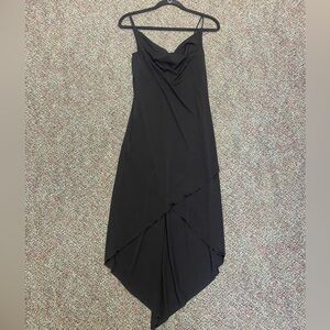 Vintage Y2K City Triangles Black Strappy Asymmetrical Hem Dress Size M